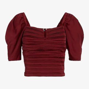 NEW Satin Ruched V-Bar Cropped Top